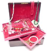 A collection of jewellery including silver Chinese cufflinks, tiger's eye bracelet and pendant,