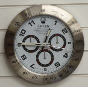 Rolex Oyster Perpetual Daytona shop display or dealer's advertising wall clock with white dial and