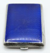Hallmarked silver and blue guilloché enamel match case, import marks for Glasgow but date letter