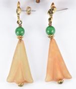 Cartier box and a pair of agate and quartz earrings