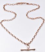 A 9ct rose gold Albert made up of oval textured links, 15g