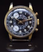 Exactima gentleman's chronograph wristwatch with black dial, white subdials, luminous Arabic