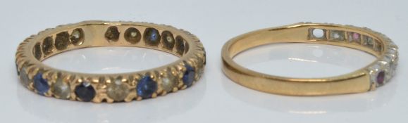 Two 9ct gold rings, 3.0g, size L/M and M