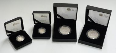 Four Royal Mint silver proof coins comprising two Henry VIII commemorative £5 crowns and two 2008