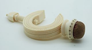 A 19thC Indian Madras ware ivory sewing / needlework pin cushion clamp, height 12cm