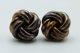 A pair of 9ct gold knot earrings, 3.2g