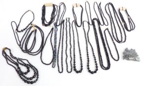 A collection of French jet beaded necklaces