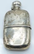 Victorian hallmarked silver hip flask with bayonet hinged cap and removable cup with gilt wash