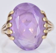 A 9ct gold ring set with an oval cut amethyst, 4.0g, size N