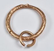 Victorian yellow metal loop in the form of a serpent, 3.8g