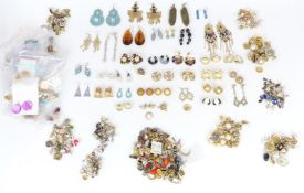A collection of vintage earrings