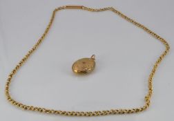 Victorian necklace made up of textured twisted links with an engraved locket