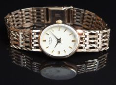 Rotary 9ct gold ladies wristwatch ref. 245/23 with gold hands and hour markers, cream dial and