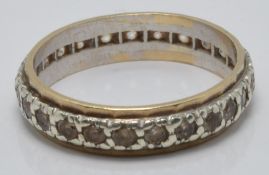 A 9ct gold ring set with paste in vintage Weymouth jewellery box, size N