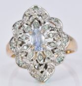 A 9ct gold ring set with an amethyst and diamonds, 4.2g, size O