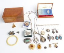 A collection of costume jewellery etc including Longines watch box, Smiths watch, Victorian