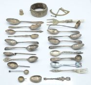 Quantity of Georgian and later hallmarked silver cutlery to include teaspoons, replica Roman