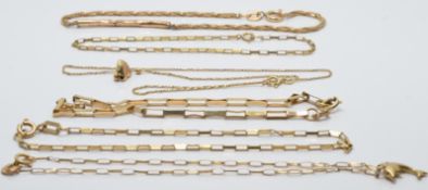 Five 9ct gold bracelets, 6.9g