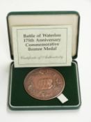 1990 Royal Mint Battle of Waterloo 175th Anniversary commemorative bronze medal, cased with