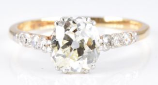 Victorian 18ct gold ring set with an old cut diamond of approximately 1.7ct, with diamond