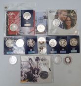 A collection of £5 crowns, mostly in Royal Mint presentation packs, includes Queen 2018, Pride of