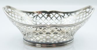 WITHDRAWN   Dutch white metal pierced basket, length 12cm, weight 60g
