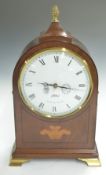 An inlaid mahogany cased mantel clock by Comitti of London, H30cm