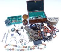 A collection of costume jewellery including pearl & garnet necklace, Miracle brooch, watches,