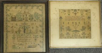Two Georgian samplers, one by Mary Catton aged 11 years 1808, largest 38 x 32cm