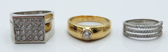 Three silver Tru diamond rings