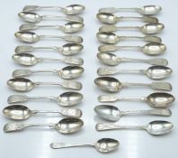 Georgian and later hallmarked silver teaspoons comprising set of 11, Sheffield 1901 maker John Round