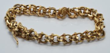French 9ct gold bracelet made up of coiled circular links, 23g