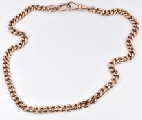A 9ct rose gold curb link necklace/ watch chain, 40g