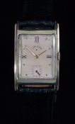 Lord Elgin Art Deco gentleman's wristwatch with subsidiary seconds dial, gold hands, black Arabic