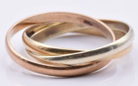 A 9ct gold tri-coloured Russian wedding band/ ring, 3.6g, size N/O