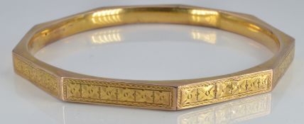 A 9ct gold flapper bangle, Birmingham 1926, 16.0g