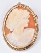 A 9ct gold brooch set with a cameo