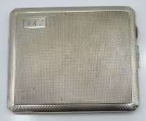 Art Deco hallmarked silver cigarette case with engine turned decoration, Chester 1931 maker E J