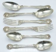 Georgian hallmarked silver part canteen of shell topped cutlery, similar to King's or Queen's