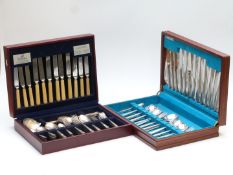 Two Viners six place setting canteens of cutlery, one a retro stainless steel design, width of