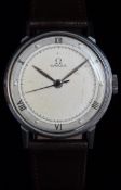 Omega gentleman's wristwatch ref. 2220 with black Roman numerals, silver hands and hour markers,