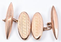 A pair of Art Deco 9ct rose gold cufflinks, Chester 1924, 3.2g