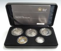 Royal Mint UK Family Silver Collection 2008 five coin set, in deluxe case with certificate, no 1049