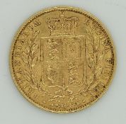 1871 Victoria young head, shield reverse gold full sovereign, Sydney Mint