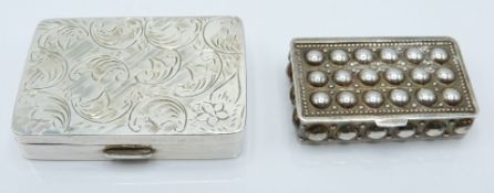 Two hallmarked silver trinket boxes, one with bobble design and gilt interior, the other with