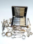 Hallmarked silver handled dessert knives and forks together with various silver plated cutlery
