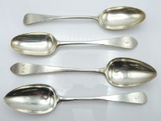 Four various Georgian hallmarked Scottish silver table spoons Edinburgh, 1761 maker possibly James