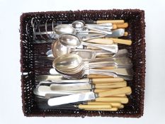 Quantity of various 19th or early 20thC knives, silver plated cutlery including set of eight table