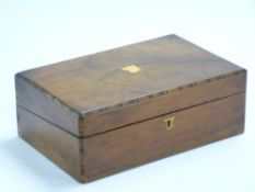 A 19thC Tunbridge inlaid writing slope, together with collectables to include 9ct gold cheroot or