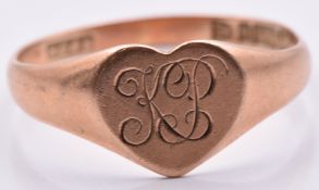 A 9ct rose gold signet ring, Chester 1921, 1.3g, size L